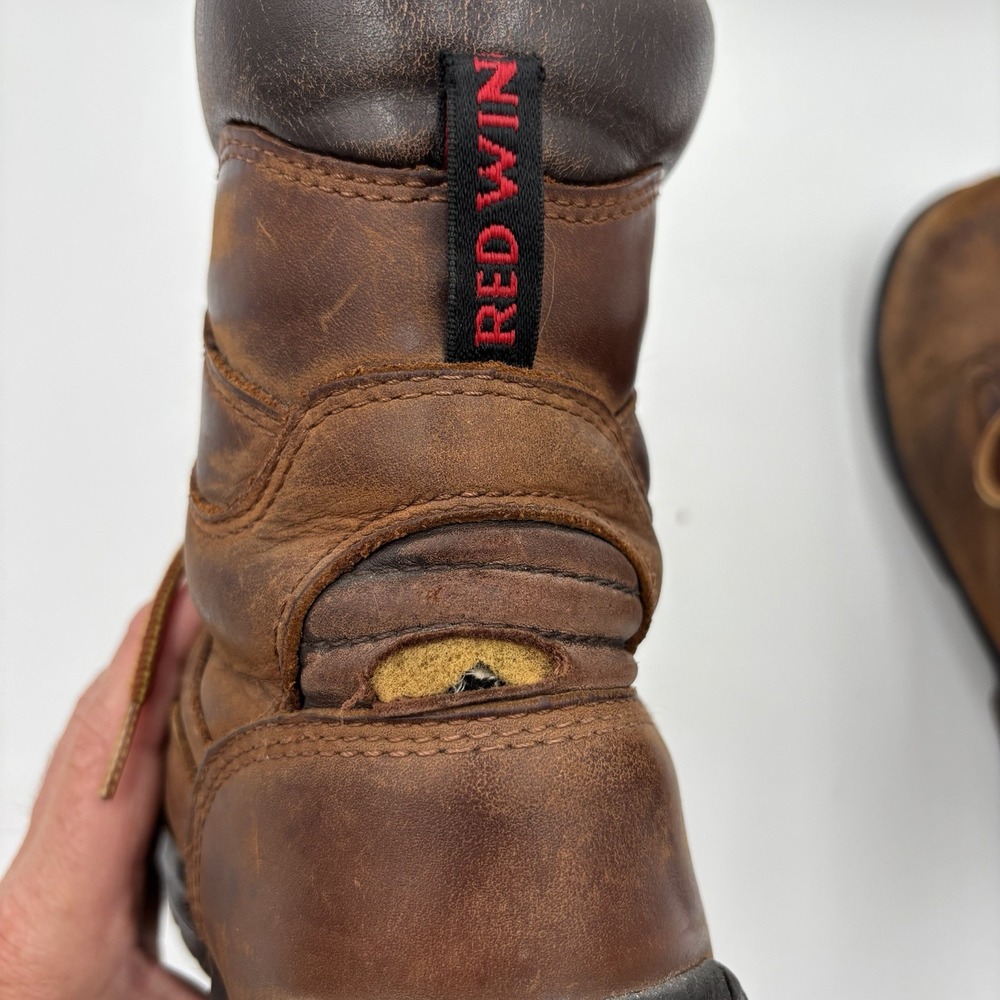 Red Wings Mens High Top Brown Leather Work SteelToe Shoes Lace Up Boots Size 8.5 - Picture 8 of 8